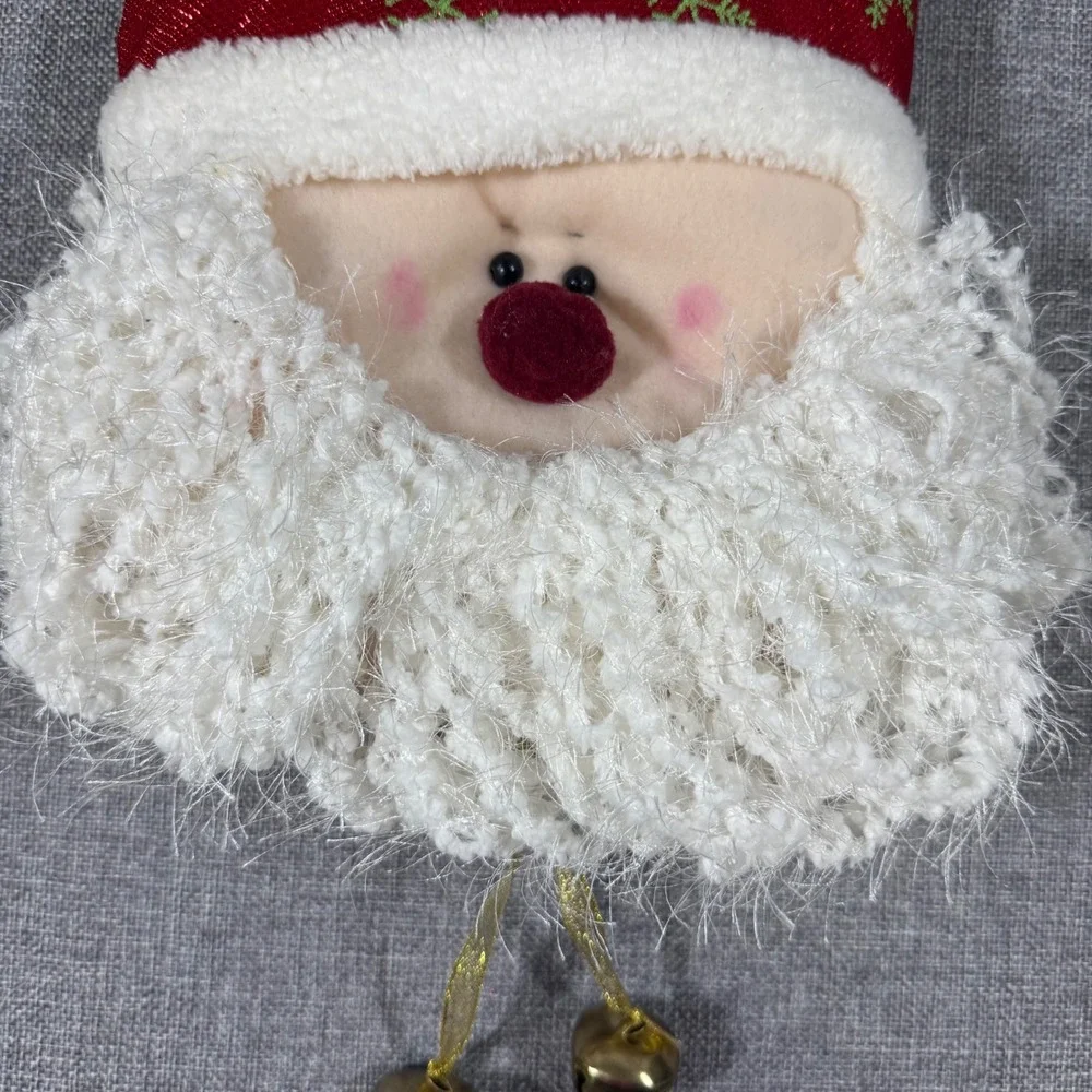 A&H Imports Santa Claus Door Knob Wall Hanger Red Jingle Bell Holiday Christmas